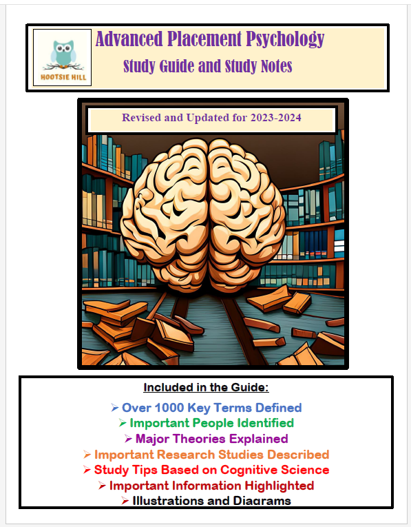 Digital Download AP Psychology Study Guide/Notes (20232024) Hootsie